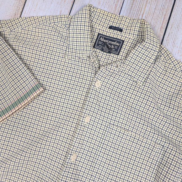 Vintage Abercrombie & Fitch Plaid Button Up Short Sleeve Shirt Big‎ Shirt L - Picture 1 of 7